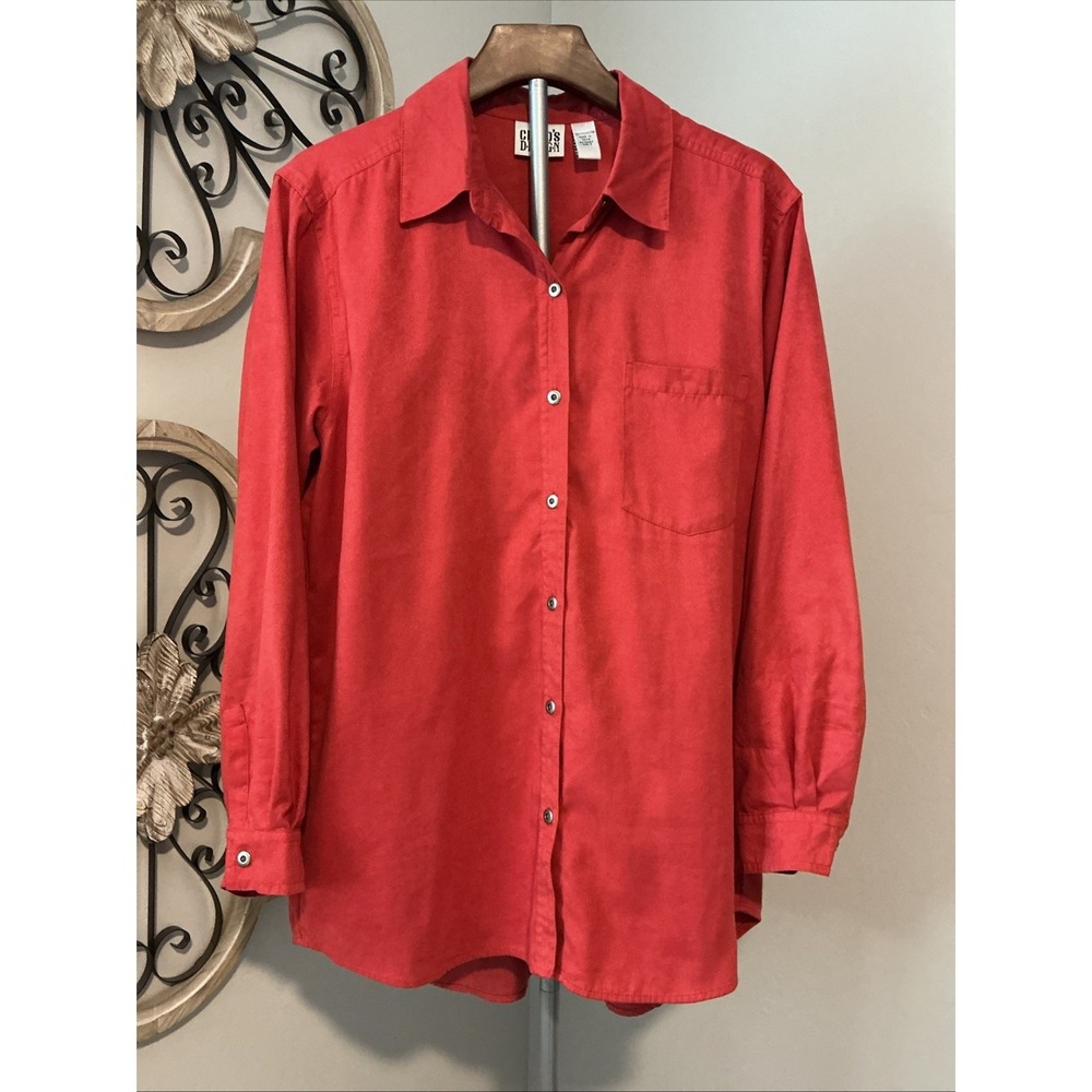 Vintage Chico's design button‎ down Burnt Orange Shirt Sz 2-Large